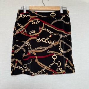 EP Pro Black and Gold Chain Print Pencil Skirt